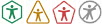 icons: green circle, yellow triangle, red pentagon, gray circle with strikethrough